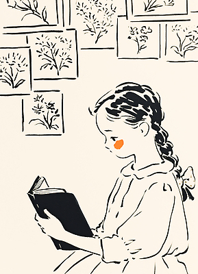 JPG 행복 감정 벽 일러스트 놀이 소녀 책 학습 독서 표현 집중 즐거움 그림 감성 상상력 창의력 스타일 국내일러스트 AI일러스트 AI콘텐츠 여자 교육 어린이 컨셉 파일형식