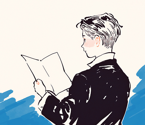 JPG 디자인 교육 문화 일러스트 청소년 이야기 사람 정장 소년 취미 책 독서 집중 흰배경 그림 페이지 상상력 창의성 흥미 국내일러스트 AI일러스트 AI콘텐츠 옷 남자 어린이 백그라운드 컨셉 흰색 파일형식