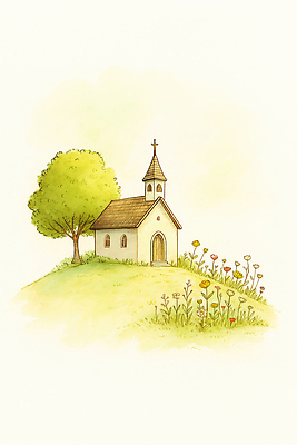 JPG 나무 꽃 여유 일러스트 자연 하늘 풍경 잔디 초원 일상 햇빛 교회 새싹 평화 일출 언덕 조용 그리움 뷰티풀 풍경화 국내일러스트 AI일러스트 AI콘텐츠 식물 감정 컨셉 종교건축 건물 라이프 태양 노을 그림 생태계 파일형식