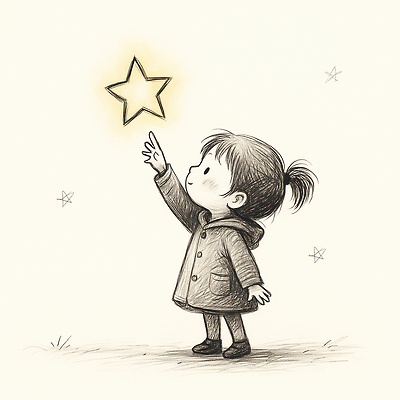 JPG 행복 감정 별 어린이 일러스트 손가락 상상 자연 하늘 수채화 반짝임 희망 외투 꿈 가리킴 야간 순수 그림 국내일러스트 AI일러스트 AI콘텐츠 자연요소 손 컨셉 상의 모션 사람 손짓 생태계 파일형식