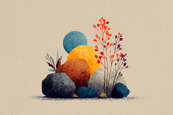 JPG 모양 식물 디자인 예술 백그라운드 일러스트 자연 추상 그래픽 장식 감상 돌_바위 표현 질감 기하학 조화 구성 뷰티풀 색채 국내일러스트 AI일러스트 AI콘텐츠 무늬 생태계 파일형식
