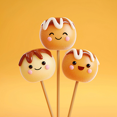 JPG 편집이미지 캐릭터 디저트 장식 노란색 귀여움 초콜릿 축제 표현 막대기 꼬치 달콤 파스텔 타코야키 아기자기 편집3D AI컴퓨터그래픽 AI콘텐츠 음식 컬러 컨셉 학용품 3D 맛 일본음식 파일형식