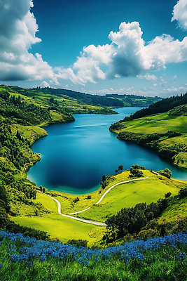 JPG 식물 구름 편집이미지 호수 자연 하늘 풍경 잔디 초원 평화 탐험 언덕 드넓은 뷰티풀 편집실사 AI포토 AI콘텐츠 자연요소 컨셉 CG 생태계 파일형식