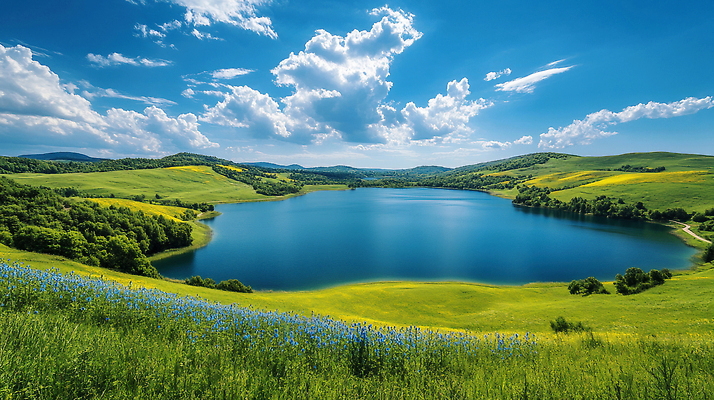 JPG 나무 구름 편집이미지 호수 자연 하늘 휴식 풍경 초원 여름 햇빛 평화 생태계 편집실사 AI포토 AI콘텐츠 자연요소 식물 계절 컨셉 태양 CG 파일형식