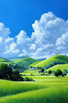 JPG 구름 편집이미지 자연 하늘 생명 풍경 초원 여름 농장 평화 마을 목초지 언덕 뷰티풀 편집실사 AI일러스트 AI콘텐츠 자연요소 계절 컨셉 농업 목장 CG 생태계 파일형식 초원_자연