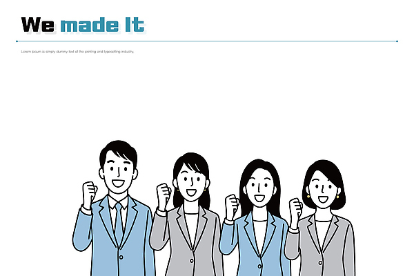 무료이미지 여자 남자 일러스트 비즈니스 성공 회의 협력 정장 기쁨 축하 발표 목표 결과 긍정적 리더쉽 프로젝트 국내일러스트 AI파일 옷 감정 컨셉 사람 파일형식 벡터 무료콘텐츠