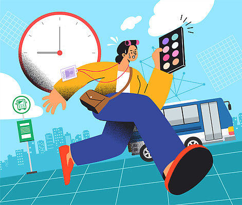 라이프스타일 남자 커피 이동 가방 일러스트 모션 거리 대중교통 풍경 스마트기기 디지털 도시 시간 전철 역 스케치 속도 재촉 국내일러스트 AI파일 잡화 음료 육상교통 교통수단 컨셉 교통시설 미술 사람 생활 전자제품 파일형식 벡터