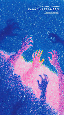 PSD 손 기념일 문화 예술 하늘색 백그라운드 일러스트 장난 파티 축제 할로윈 표현 분위기 유령 그림 기념물 색감 국내일러스트 컨셉 이벤트 신체부위 파란색 파일형식