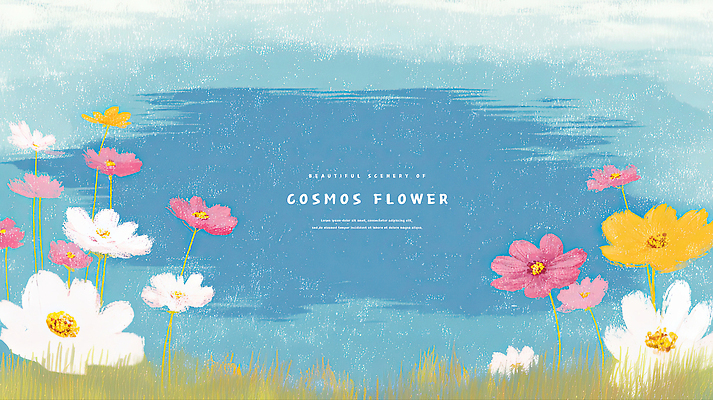식물 구름 꽃 컬러 일러스트 자연 하늘 생명 날씨 풍경 여름 평화 정원 봄 들꽃 코스모스 원예 향기 만개 뷰티풀 색채 국내일러스트 AI파일 자연요소 계절 컨셉 취미 생태계 냄새 파일형식 벡터
