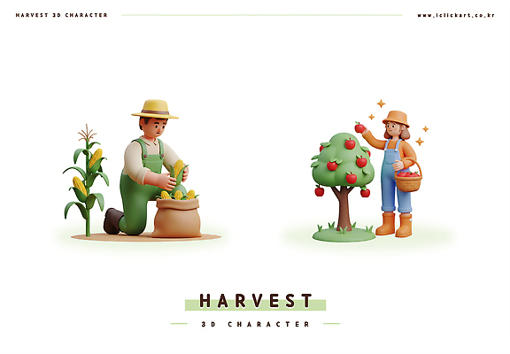 PSD 편집이미지 캐릭터 농업 채소 과일 모션 옥수수 풍경 일상 농장 바구니 정원 수확 사과 수확철 편집3D 산업 곡류 라이프 3D 파일형식