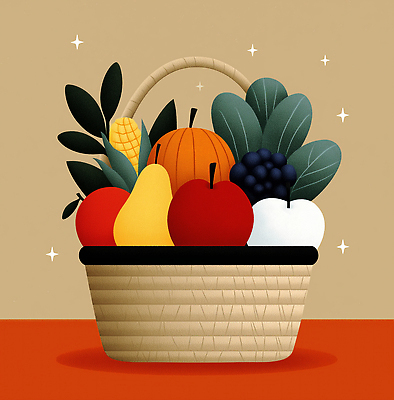 JPG 디자인 컬러 백그라운드 채소 과일 일러스트 자연 호박 포도 장식 농작물 바구니 주방 정원 신선 사과 상품 편안함 선박 국내일러스트 AI일러스트 AI콘텐츠 수상교통 농업 감각 생태계 파일형식