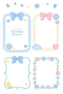 디자인 꽃 리본 컬러 백그라운드 일러스트 프레임 그래픽 장식 세트 귀여움 색칠 오브젝트 파스텔 꾸미기 아기자기 국내일러스트 AI파일 식물 컨셉 학용품 파일형식 벡터