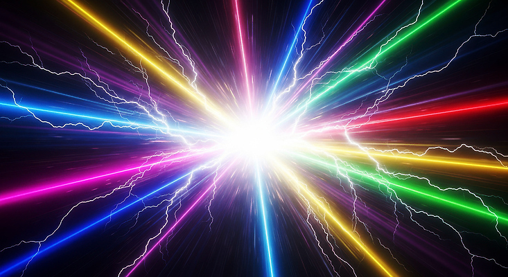 JPG 편집이미지 디자인 컬러 자연 그래픽 에너지 광선 화려 중앙 폭발 번짐 강렬 창의성 효과 이미지편집 AI컴퓨터그래픽 AI콘텐츠 컨셉 생태계 파일형식