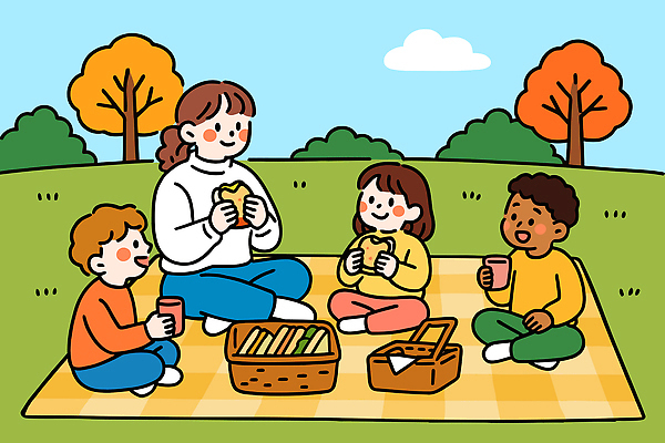 공원 음료 어린이 컬러 일러스트 가족 자연 놀이 휴식 샌드위치 웃음 풍경 야외 친구 소풍 식사 가을 담요 즐거움 국내일러스트 AI파일 계절 공공시설 감정 음식 컨셉 관계 표정 사람 야외활동 생태계 파일형식 벡터