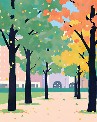 JPG 나무 공원 컬러 잎 일러스트 자연 풍경 여러명 취미 일상 생활 평화 걷기 산책로 가을 도시 즐거움 뷰티풀 국내일러스트 AI일러스트 식물 계절 공공시설 감정 길 다수 컨셉 모션 사람 라이프 생태계 파일형식 AI콘텐츠