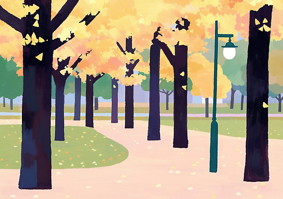 JPG 나무 공원 길 여유 단풍 잎 가로등 일러스트 자연 아침 조명 풍경 잔디 노란색 산책 산책로 가을 떨어짐 오후 국내일러스트 AI일러스트 주간 식물 계절 공공시설 감정 컬러 컨셉 휴식 생태계 파일형식 AI콘텐츠
