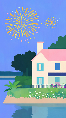 JPG 식물 기념일 호수 컬러 일러스트 가족 자연 조명 주택 불꽃놀이 풍경 취미 여름 파티 평화 축제 저녁 즐거움 초롱 뷰티풀 국내일러스트 AI일러스트 계절 감정 컨셉 관계 놀이 이벤트 건물 등불 야간 생태계 파일형식 AI콘텐츠