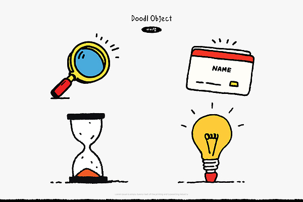 기호 디자인 상징 컬러 일러스트 전구 아이디어 실험 창조 일상 표현 시간 모래시계 그림 확대경 상상력 창의력 국내일러스트 AI파일 카드프레임 문자 모래 시계 컨셉 프레임 라이프 파일형식 벡터