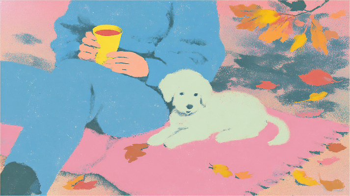 JPG 감정 반려견 여유 커피 잎 일러스트 가족 자연 휴식 따뜻함 사람 풍경 일상 반려동물 가을 차 강아지 편안함 담요 국내일러스트 AI일러스트 식물 동물 계절 음료 컨셉 관계 라이프 감각 개 생태계 파일형식 AI콘텐츠