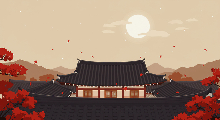 JPG 나무 전통 문화 일러스트 자연 지붕 바람 산 한옥 한국 풍경 고요 일몰 보름달 가을 역사 저녁 감성 뷰티풀 국내일러스트 AI일러스트 자연요소 식물 한국전통 계절 아시아 컨셉 고건축 날씨 노을 달 야간 생태계 파일형식 AI콘텐츠