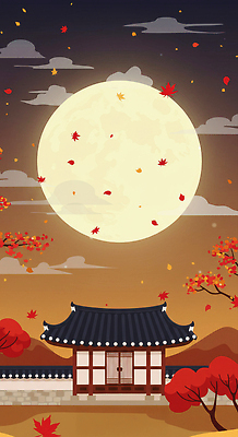 JPG 나무 구름 전통 문화 컬러 단풍 일러스트 자연 하늘 조명 풍경 고요 감상 달 가을 야간 뷰티풀 국내일러스트 AI일러스트 자연요소 식물 계절 잎 생태계 파일형식 AI콘텐츠