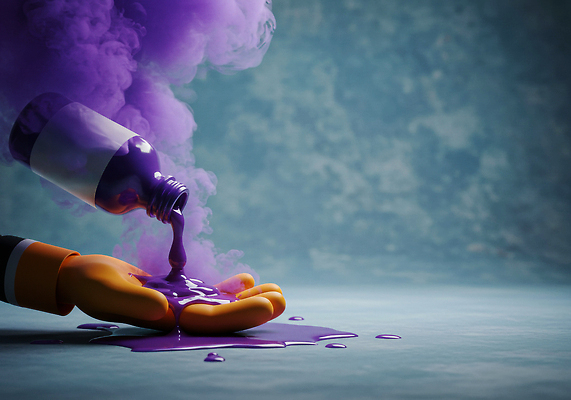 JPG 편집이미지 디자인 예술 컬러 백그라운드 손바닥 보라색 염료 흐름 표현 오브젝트 질감 감성 창의력 이미지편집 AI컴퓨터그래픽 AI콘텐츠 손 컨셉 파일형식