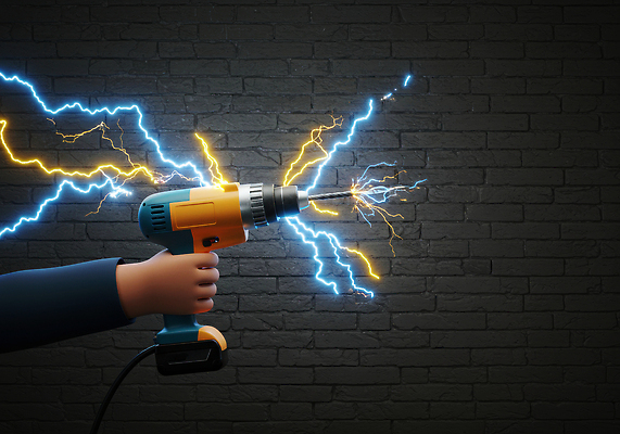 JPG 편집이미지 손 벽 포즈 백그라운드 불꽃 기술 안전 장비 공구 표현 작업 전기에너지 스파크 전기드릴 창의성 이미지편집 AI컴퓨터그래픽 AI콘텐츠 불 신체부위 에너지 도구 파일형식