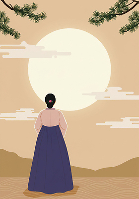 JPG 구름 한국문화 전통 여자 감정 백그라운드 일러스트 자연 풍경 여름 평화 소나무 저녁 전통의상 한복 소중 달빛 뷰티풀 국내일러스트 AI일러스트 자연요소 나무 동양문화 한국전통 계절 컨셉 한국 사람 달 야간 생태계 파일형식 AI콘텐츠