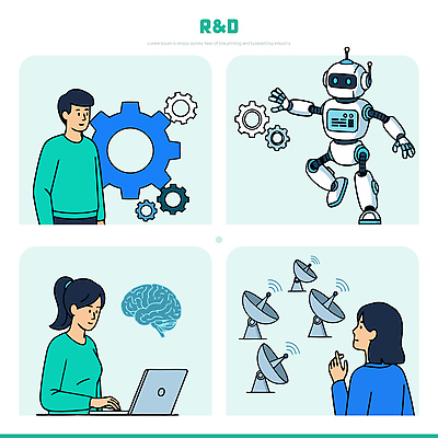 일러스트 미래 협력 기술 실험 컴퓨터 자료 기계 로봇 분석 검사_조사 혁명 개발 문제해결 소프트웨어 자동화 창의성 하드웨어 AI_인공지능 국내일러스트 AI파일 컨셉 전자제품 파일형식 벡터