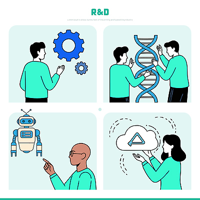 디자인 산업 과학 일러스트 미래 협력 아이디어 기술 실험 디지털 자료 기계 발전 DNA 연구원 로봇 과정 혁명 창의성 연구개발 국내일러스트 AI파일 직업 컨셉 생명공학 개발 파일형식 벡터