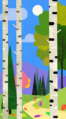 JPG 나무 식물 감정 컬러 일러스트 자연 생명 아침 휴식 풍경 일상 초록색 산책 산책로 가을 숲 그림 생태계 자작나무 국내일러스트 AI일러스트 주간 계절 길 컨셉 라이프 파일형식 AI콘텐츠