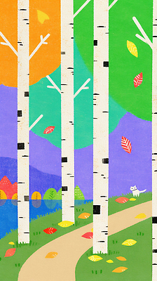 JPG 나무 동물 길 컬러 단풍 낙엽 일러스트 자연 풍경 여름 평화 환경 고양이 산책 탐험 가을 숲 언덕 생태계 뷰티풀 국내일러스트 AI일러스트 식물 계절 컨셉 잎 포유류 휴식 반려동물 파일형식 AI콘텐츠