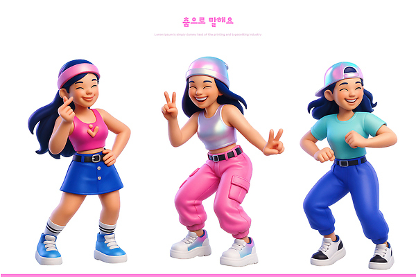PSD 편집이미지 캐릭터 옷 여자 포즈 백그라운드 운동화 바지 표정 밝음 손짓 치마 유행 즐거움 편집3D 감정 신발 모션 하의 사람 3D 파일형식