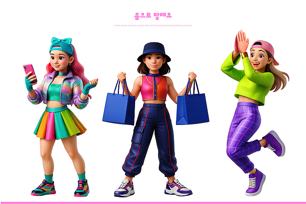 PSD 편집이미지 옷 여자 패션 컬러 모션 거리 웃음 친구 쇼핑 쇼핑백 유행 분위기 즐거움 스타일 편집3D 감정 컨셉 가방 관계 표정 사람 3D 파일형식