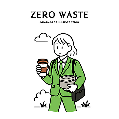 캐릭터 여자 남자 일러스트 비즈니스 포장 회의 일상 초록색 자연보호 재활용 자신감 소비 커피잔 에코 친환경 습관 제로웨이스트 국내일러스트 AI파일 감정 커피 컬러 자연 잔 사람 라이프 환경 그린캠페인 보호 사회이슈 파일형식 벡터