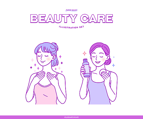 여자 일러스트 건강 일상 청춘 뷰티 화장품 촉촉함 자신감 피부관리 스킨케어 뷰티풀 피로회복 홈케어 국내일러스트 AI파일 감정 컨셉 관리 사람 라이프 젖음 회복 파일형식 벡터
