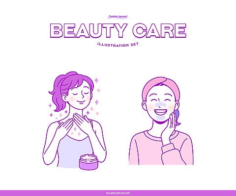 여자 행복 감정 일러스트 건강 관리 뷰티 화장품 고객 피부 만족 피부관리 재생 스킨케어 보습 뷰티풀 성격 자아 효과 국내일러스트 AI파일 사람 신체부위 파일형식 벡터