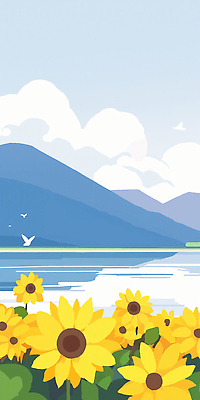 JPG 식물 구름 꽃 호수 여유 일러스트 자연 하늘 생명 산 풍경 해변 야외 일상 물 여름 평화 생태계 뷰티풀 국내일러스트 AI일러스트 자연요소 계절 감정 바다 컨셉 라이프 파일형식 AI콘텐츠