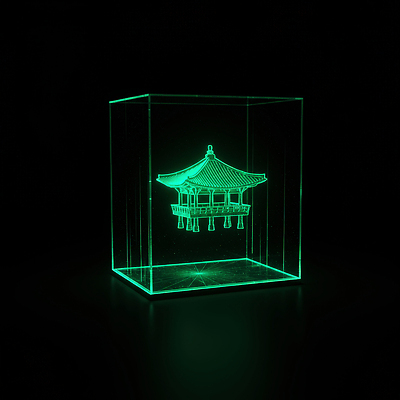 JPG 모양 편집이미지 디자인 예술 조각 조명 한옥 장식 빛 반짝임 공간 투명 뷰티풀 홀로그램 이미지편집 AI컴퓨터그래픽 AI콘텐츠 한국전통 고건축 모션 파일형식