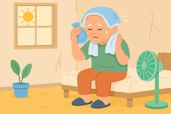 노년 감정 화분 일러스트 탁자 휴식 주택 건강 사람 생활 여름 햇빛 환경 방 선풍기 더위 청소 땀 손수건 힘듦 국내일러스트 AI파일 계절 가구 컨셉 날씨 성인 건물 태양 가전제품 파일형식 벡터