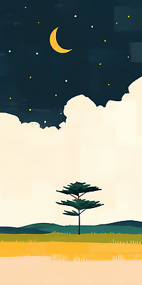 JPG 나무 별 여유 야경 일러스트 자연 하늘 산 풍경 초원 평화 환경 고요 달 야간 숲 묘사 별빛 뷰티풀 수평선 국내일러스트 AI일러스트 AI콘텐츠 자연요소 식물 감정 컨셉 빛 생태계 파일형식 풍경_경치