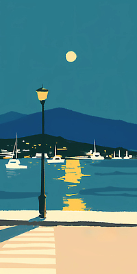 JPG 여유 바다 여행 요트 일러스트 자연 하늘 바람 조명 산 어업 풍경 여름 반사 평화 항구 일몰 수면 저녁 달빛 뷰티풀 국내일러스트 AI일러스트 AI콘텐츠 자연요소 계절 감정 산업 컨셉 배_교통 교통시설 날씨 물 노을 달 야간 생태계 파일형식