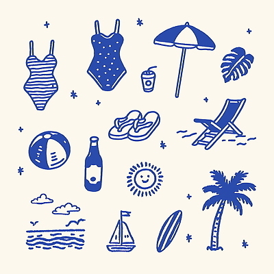 수영복 음료 바다 일러스트 휴식 해변 여름 야자수 햇빛 파라솔 서핑 선탠 편안함 국내일러스트 AI파일 나무 옷 계절 컨셉 태양 수상스포츠 감각 파일형식 벡터