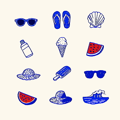 모자 음료 파도 바다 일러스트 아이스크림 슬리퍼 수박 해변 여름 여름휴가 선글라스 소풍 더위 즐거움 아이템 국내일러스트 AI파일 잡화 계절 감정 안경 신발 과일 날씨 휴가 디저트 야외활동 파일형식 벡터 여름_계절