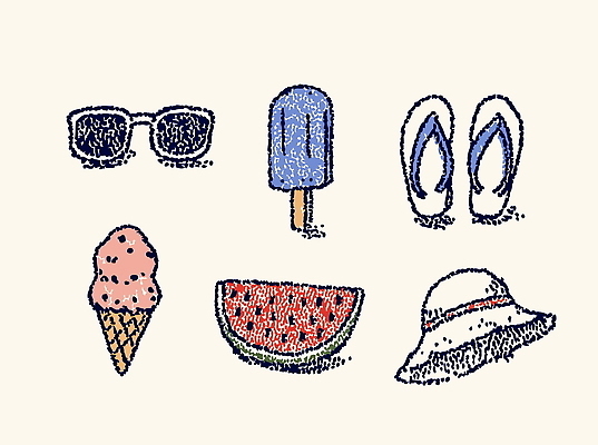 모자 패션 행복 일러스트 휴가 아이스크림 디저트 슬리퍼 수박 해변 여름 선글라스 더위 즐거움 아이템 국내일러스트 AI파일 잡화 계절 감정 안경 음식 바다 신발 과일 날씨 파일형식 벡터