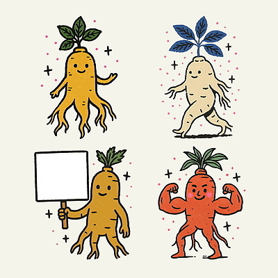 PSD 식물 캐릭터 디자인 감정 상징 컬러 일러스트 뿌리채소 아이디어 표정 농작물 귀여움 힘 표현 유머 인삼 창의성 특징 일러캐릭터 컨셉 농업 채소 삼 파일형식