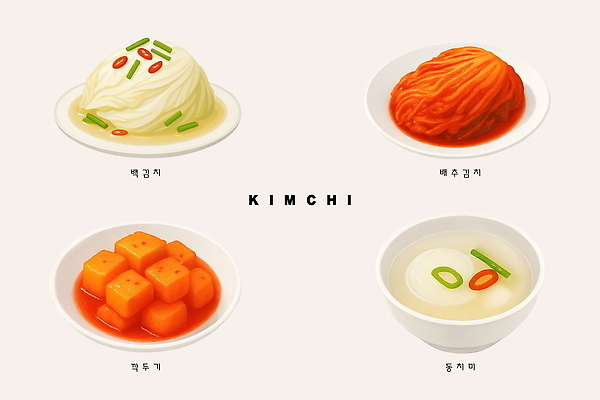 PSD 한식 일러스트 재료 반찬 김치 한국 요리 식사 전통음식 맛 깍두기 매움 배추김치 레시피 백김치 동치미 발효음식 건강식 맛집 국내일러스트 전통 아시아 음식 컨셉 파일형식