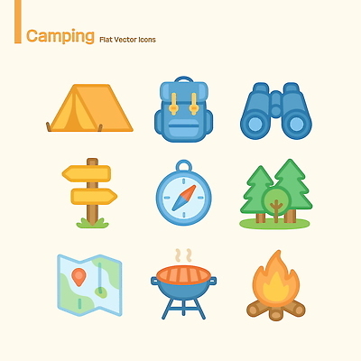 아이콘 여행 지도 배낭 모션 자연 텐트 야외 캠핑 탐험 숲 나침반 모닥불 바비큐 주말 2D아이콘 AI파일 음식 가방 불 레저 캠핑도구 생태계 파일형식 벡터