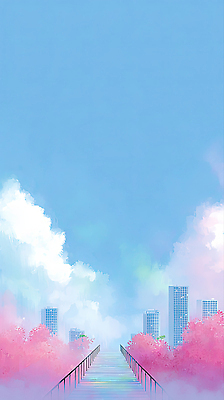 JPG 나무 구름 계절 꽃 길 분홍색 컬러 일러스트 자연 하늘 날씨 풍경 일상 소풍 봄 도시 조화 스카이라인 뷰티풀 국내일러스트 AI일러스트 AI콘텐츠 자연요소 식물 라이프 야외활동 생태계 파일형식