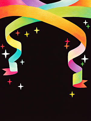 JPG 디자인 별 리본 예술 컬러 일러스트 검은배경 장식 축제 축하 표현 분위기 신비 생동감 창의력 효과 흩어짐 국내일러스트 AI일러스트 AI콘텐츠 자연요소 백그라운드 컨셉 검은색 파일형식